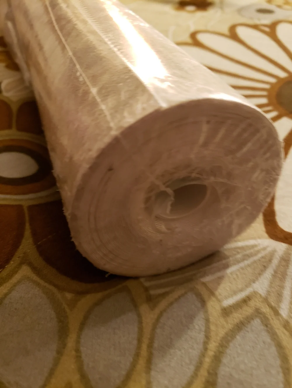 NOS Vtg Rich-Wall Fabric Backed Vinyl Wallpaper Pat.#6875- 1 Wrapped Dbl + 11.5'